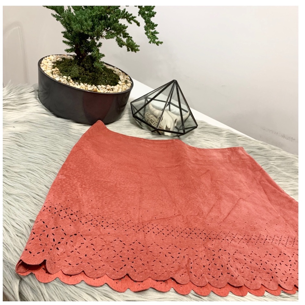 Genuine Leather Pink Express A-Line Skirt